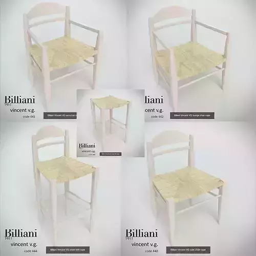  5 model pack - Billiani Vincent VG rope seat chair 3D Model Collection