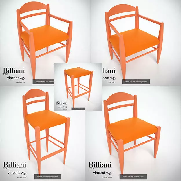 5 model pack - Billiani Vincent VG orange 3D Model Collection_0