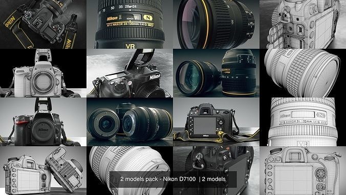 2 models pack - Nikon D7100  3D Model Collection