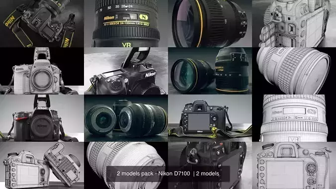 2 models pack - Nikon D7100  3D Model Collection