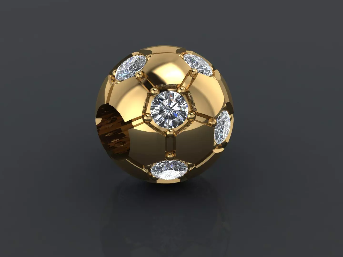 Gold ball Charm with diamonds 3D print model