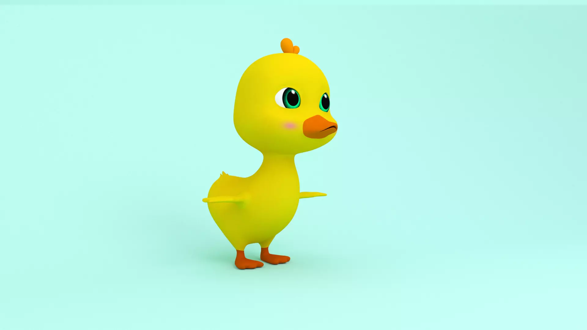 Baby Duck Cartoon Low-poly 3D model_0