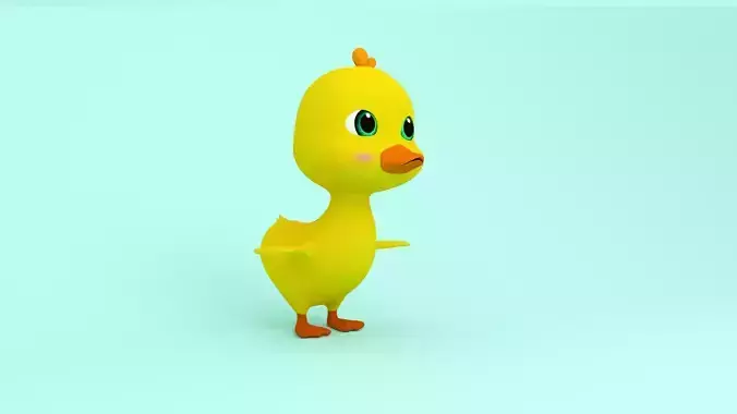 Baby Duck Cartoon Low-poly 3D model