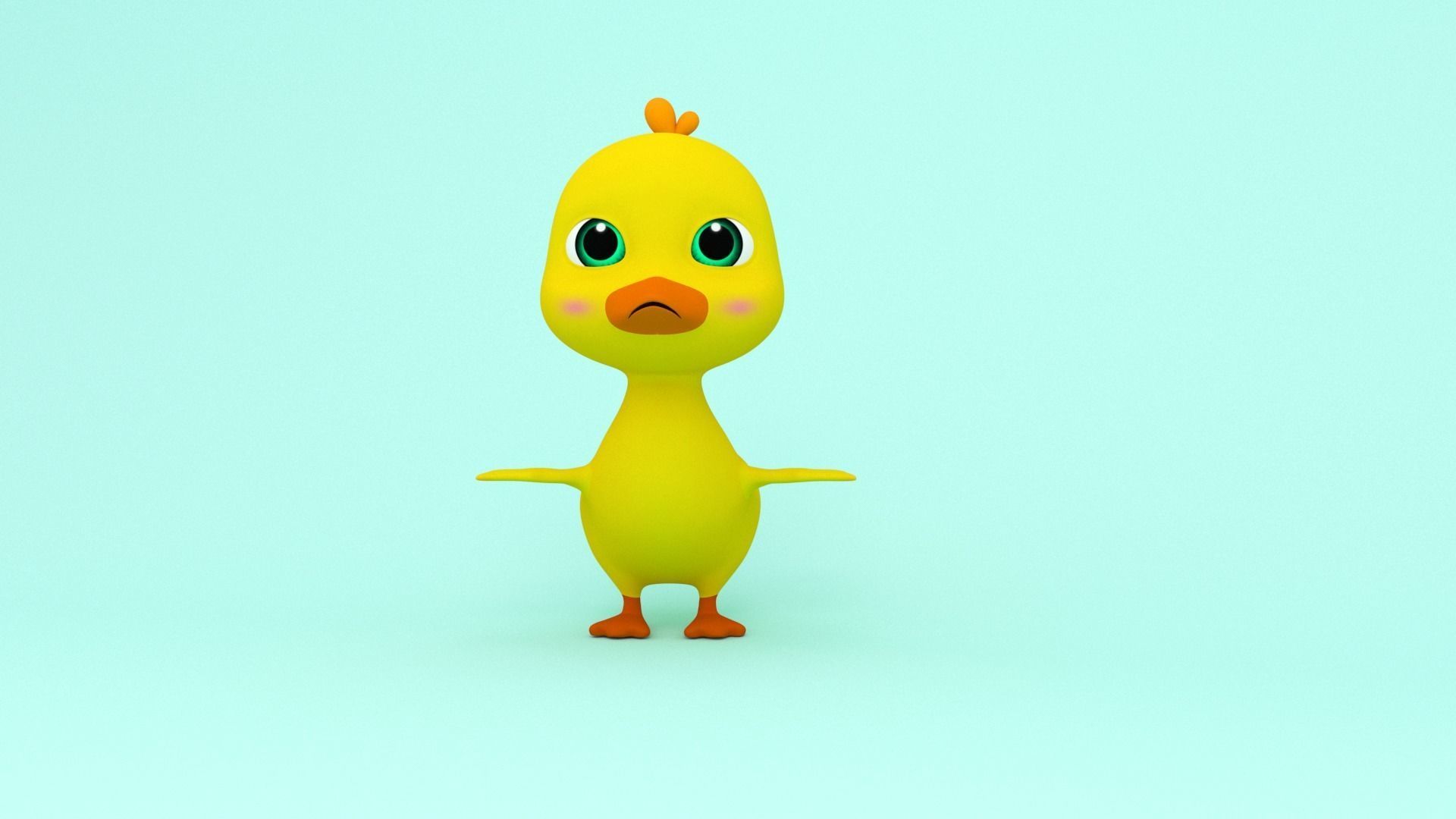 Baby Duck Cartoon Low-poly 3D model_1