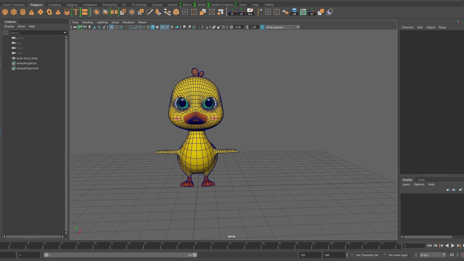 Baby Duck Cartoon Low-poly 3D model_4