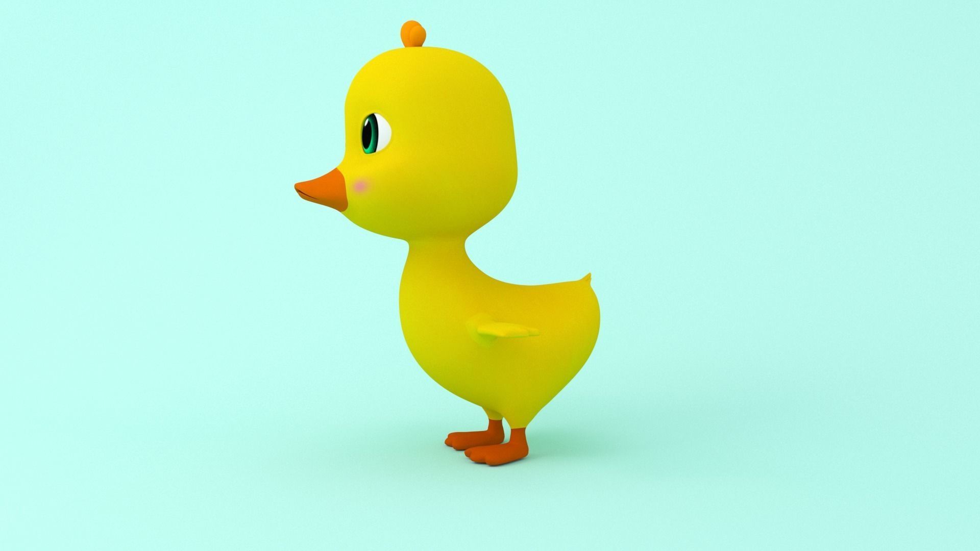 Baby Duck Cartoon Low-poly 3D model_2