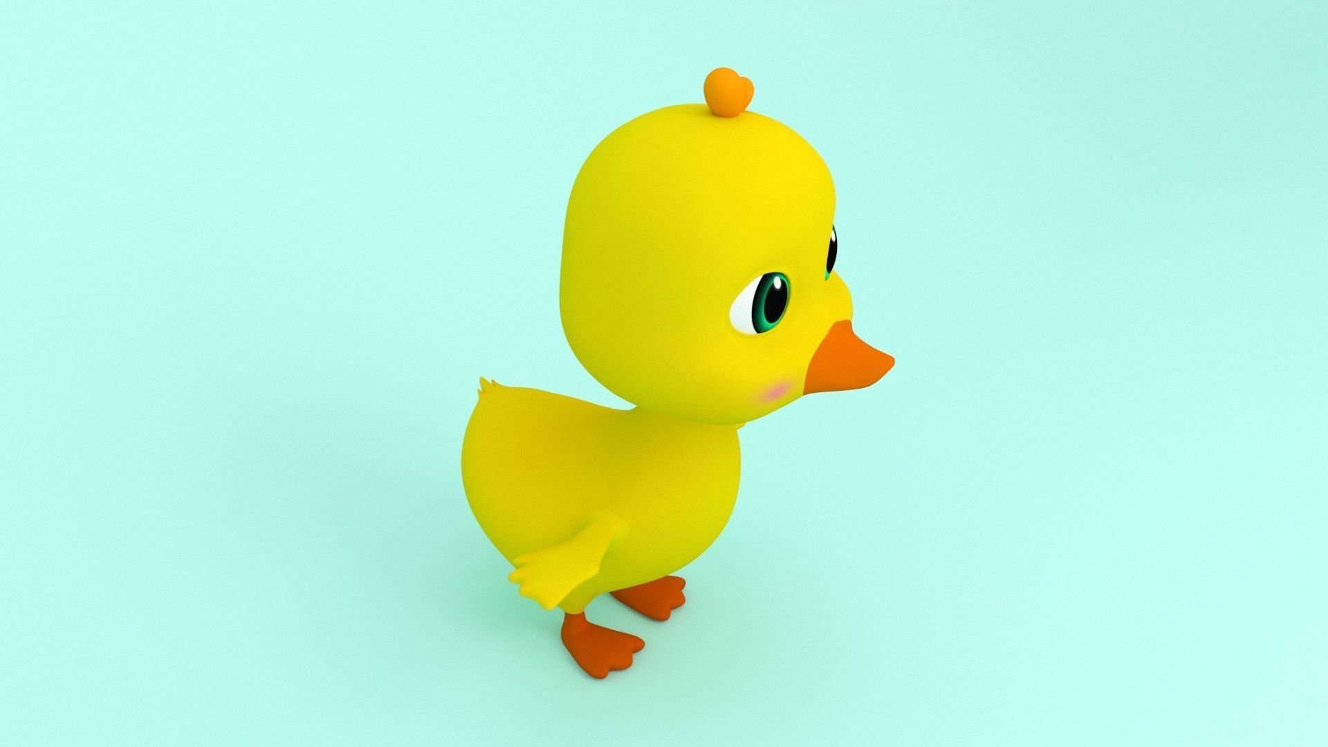 Baby Duck Cartoon Low-poly 3D model_3