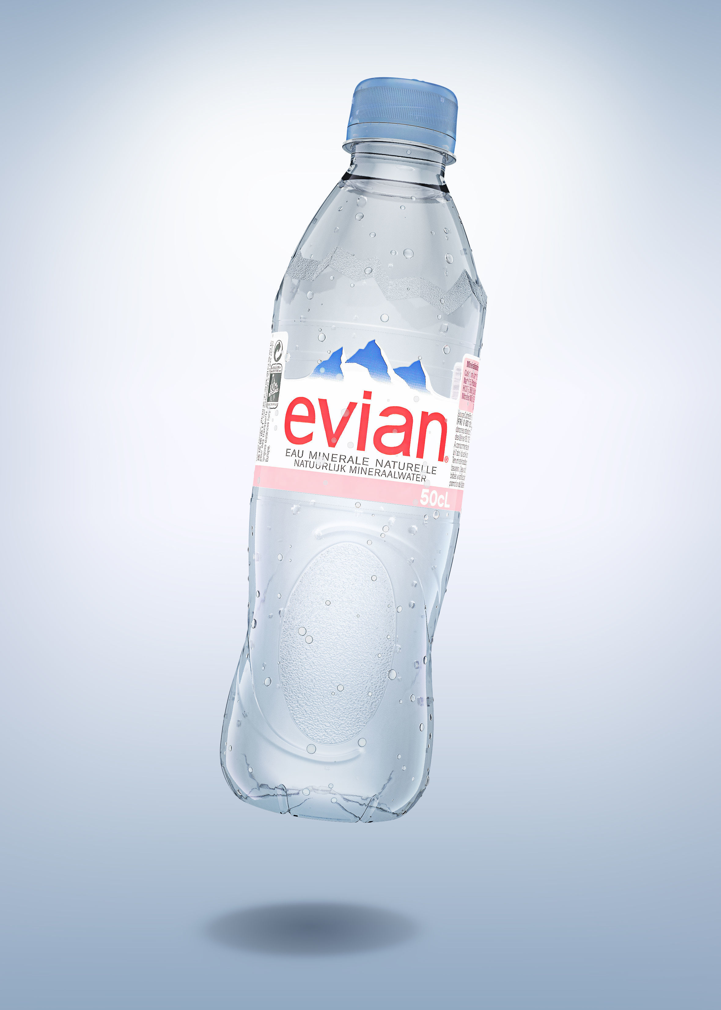 Pack of 2 bottle Evian 50cl and 150cl 3D model_2