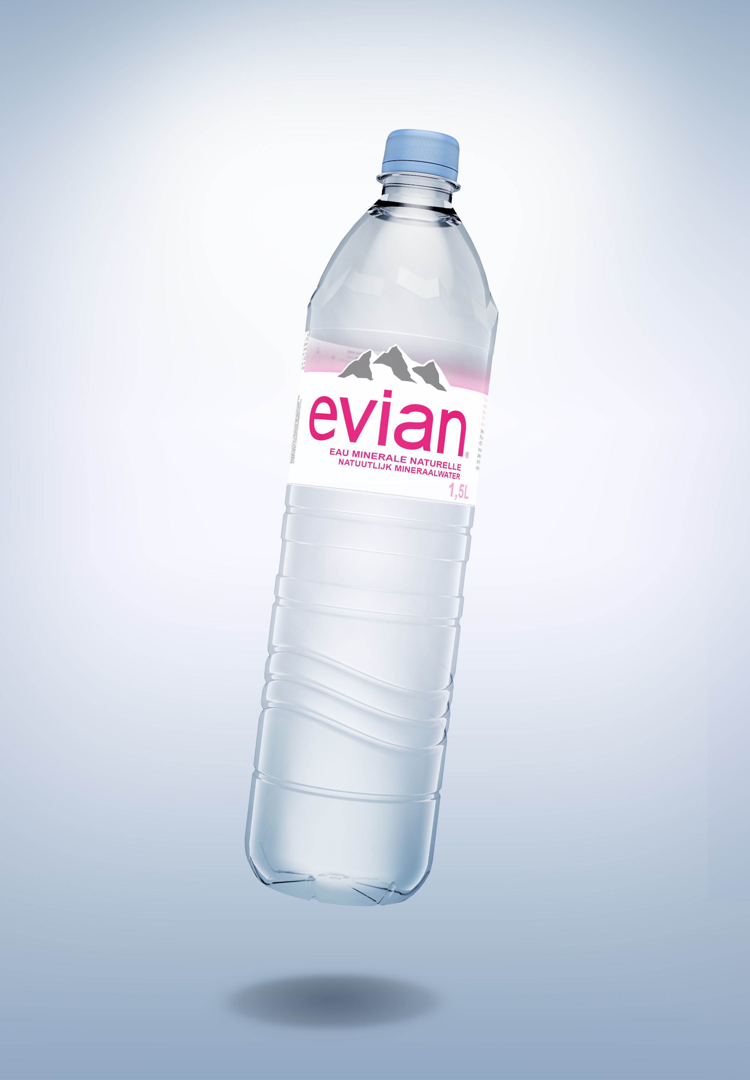 Pack of 2 bottle Evian 50cl and 150cl 3D model_3