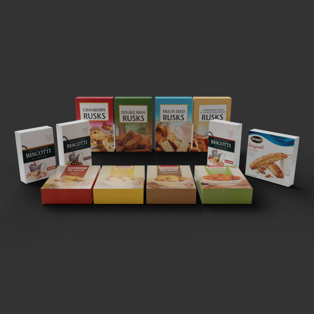 Rusks Biscotti biscuit store asset for coffee or tea time Low-poly 3D model_3