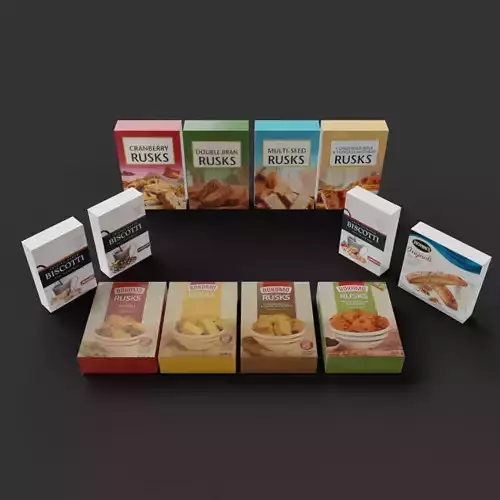 Rusks Biscotti biscuit store asset for coffee or tea time Low-poly 3D model