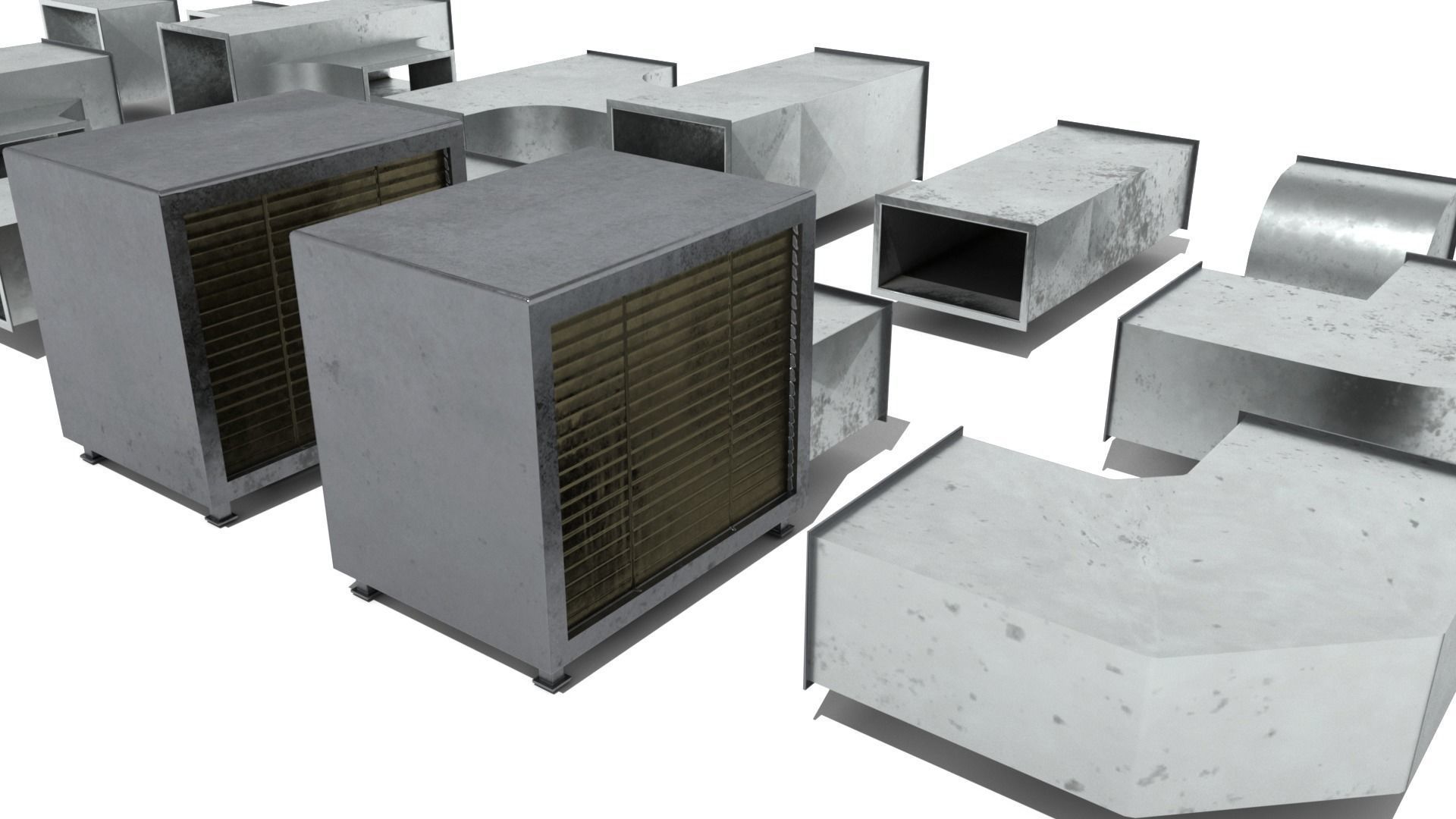 Modular Square Air Conditioning Tubing  Low-poly 3D model_16