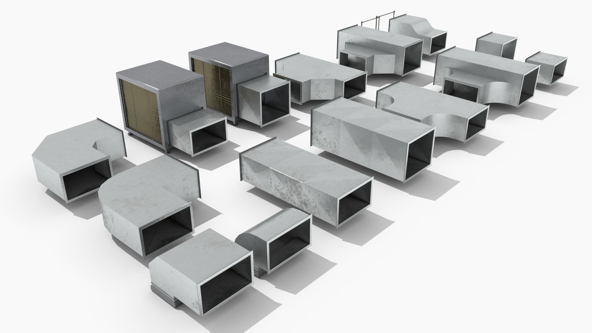 Modular Square Air Conditioning Tubing  Low-poly 3D model_4