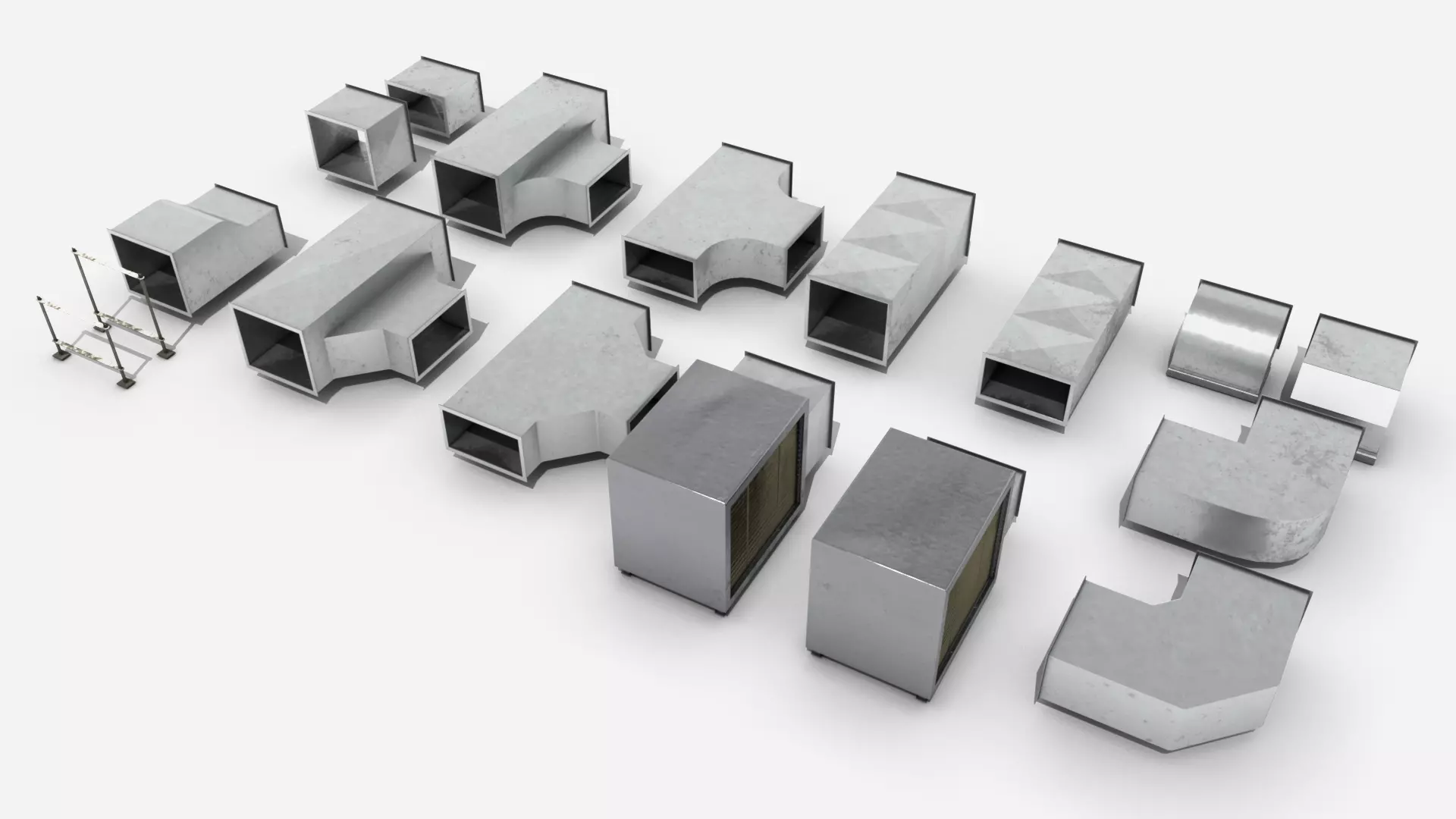 Modular Square Air Conditioning Tubing  Low-poly 3D model_0