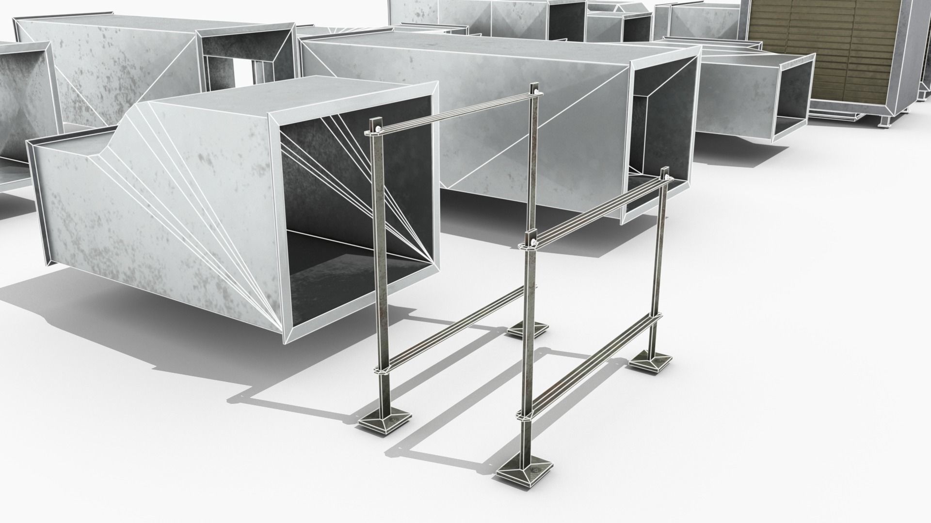 Modular Square Air Conditioning Tubing  Low-poly 3D model_13