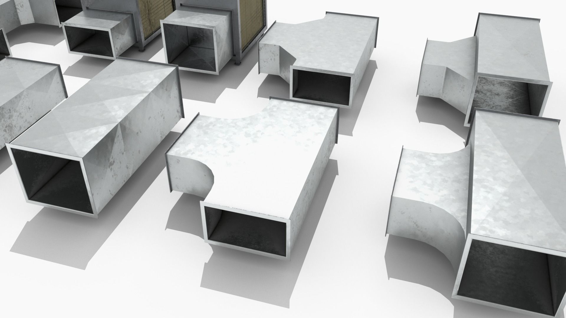 Modular Square Air Conditioning Tubing  Low-poly 3D model_8