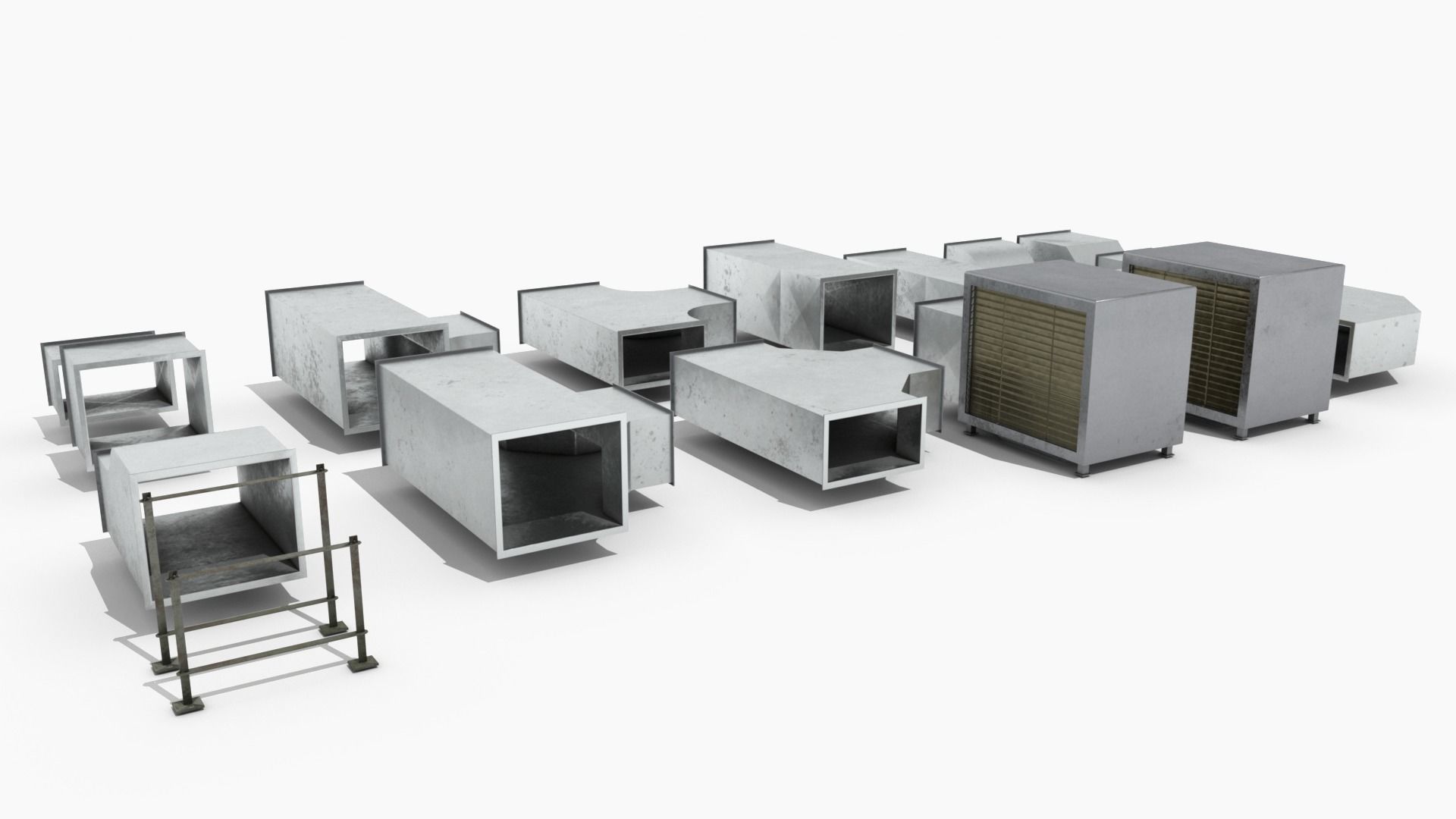Modular Square Air Conditioning Tubing  Low-poly 3D model_2