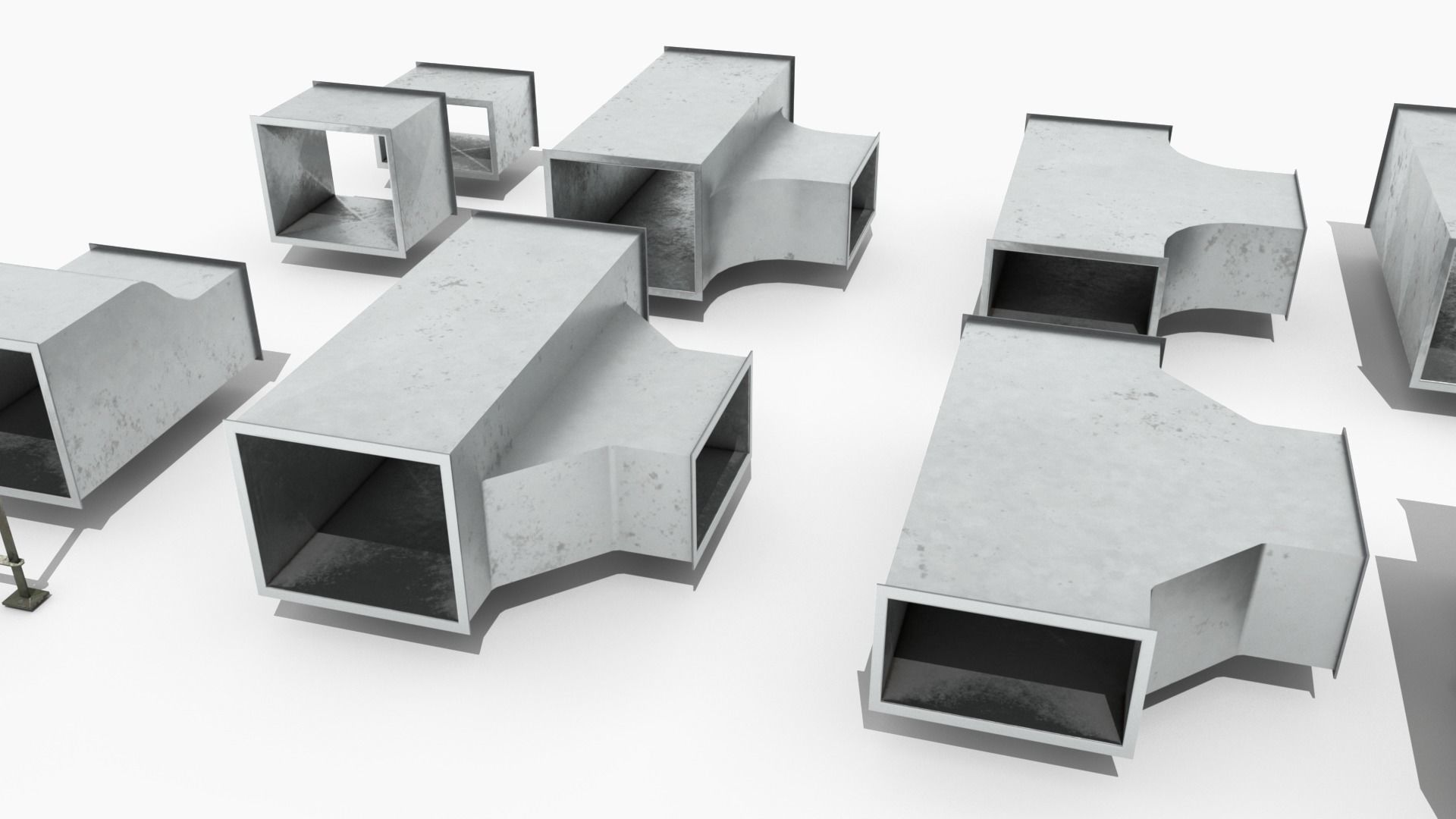 Modular Square Air Conditioning Tubing  Low-poly 3D model_14
