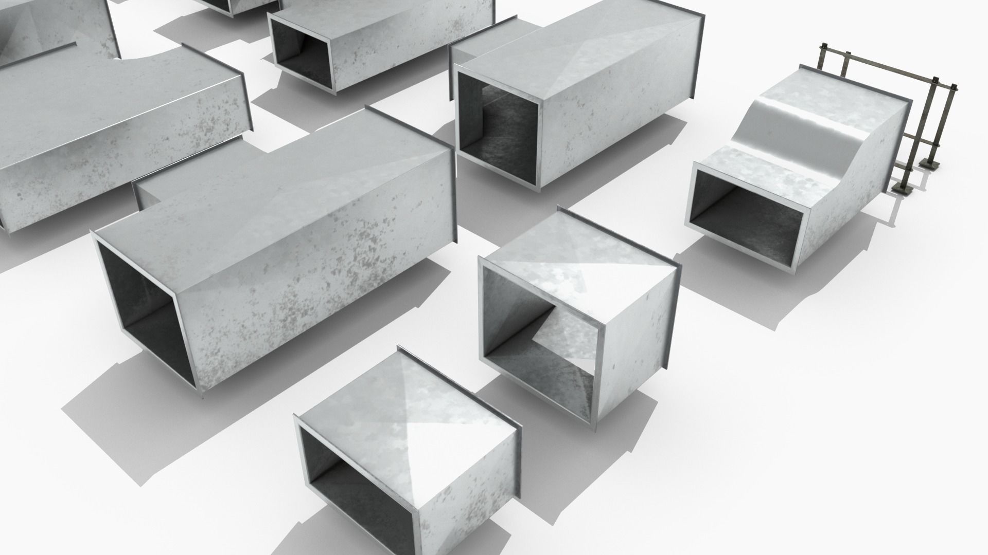 Modular Square Air Conditioning Tubing  Low-poly 3D model_10