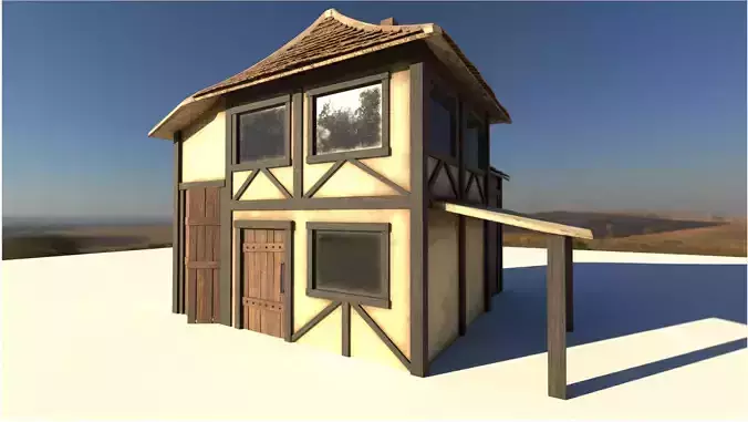 Detailed Medieval House Free low-poly 3D model