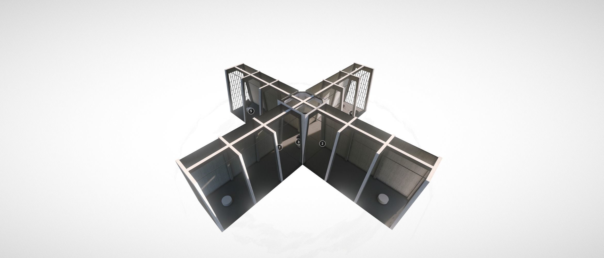 VR Gallery Brutalism Cross 2019 Baked and Corona Max Scene Low-poly 3D model_8