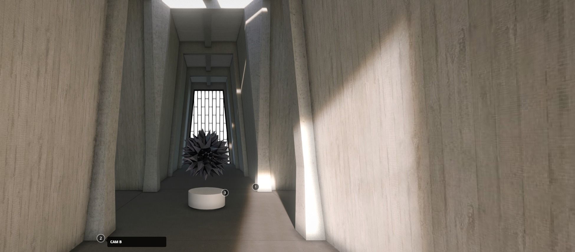 VR Gallery Brutalism Cross 2019 Baked and Corona Max Scene Low-poly 3D model_4