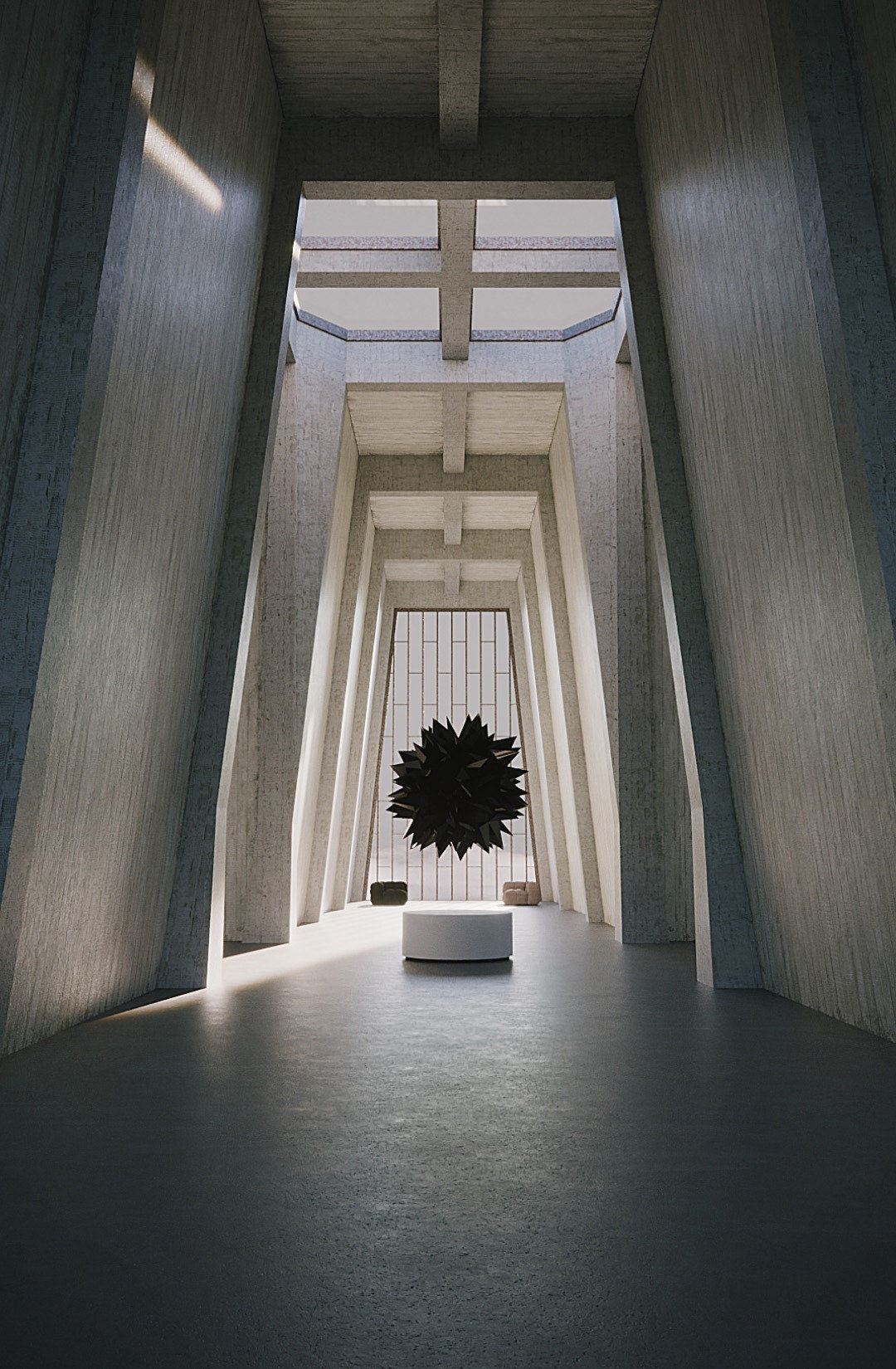 VR Gallery Brutalism Cross 2019 Baked and Corona Max Scene Low-poly 3D model_9