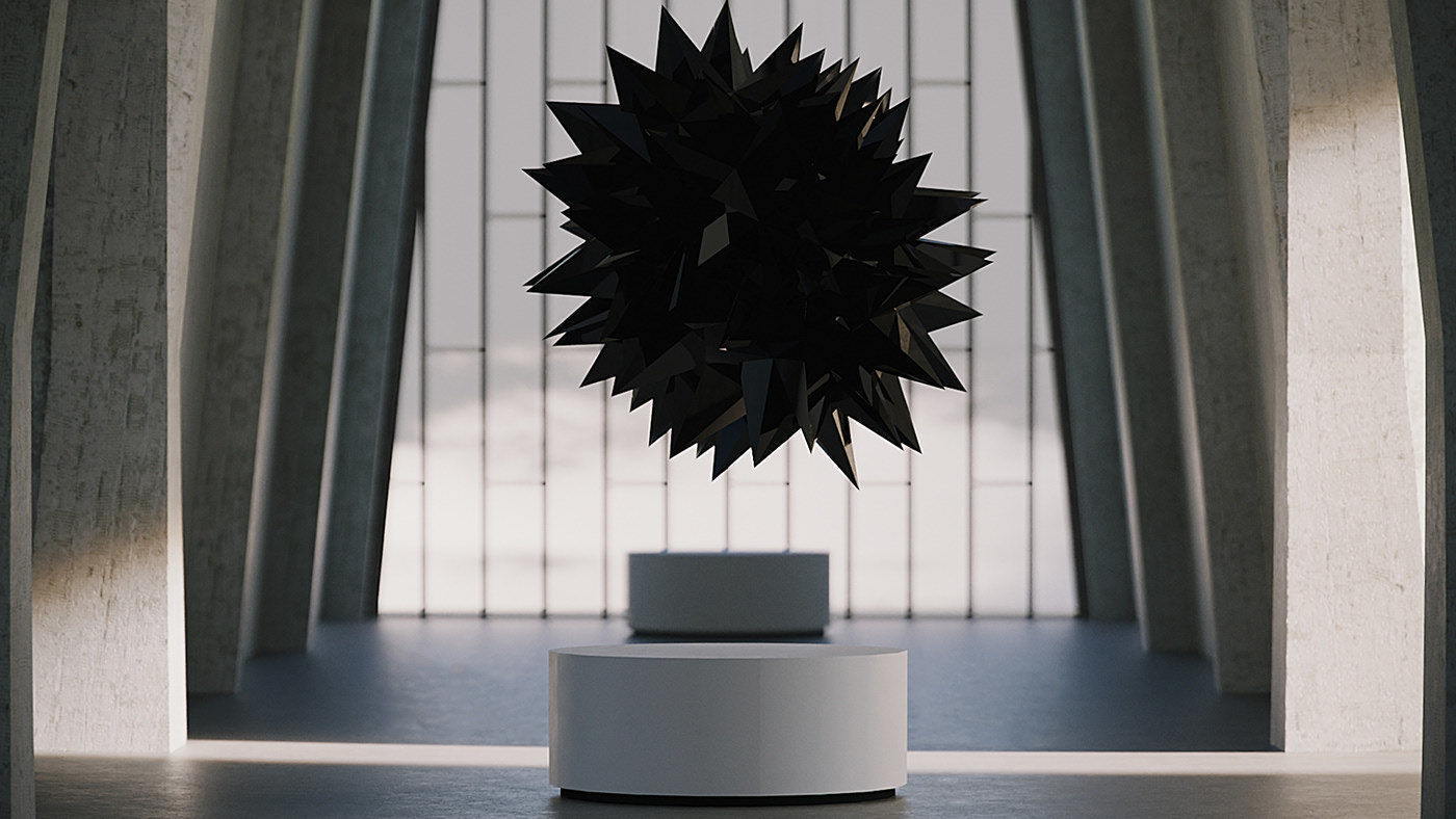 VR Gallery Brutalism Cross 2019 Baked and Corona Max Scene Low-poly 3D model_1