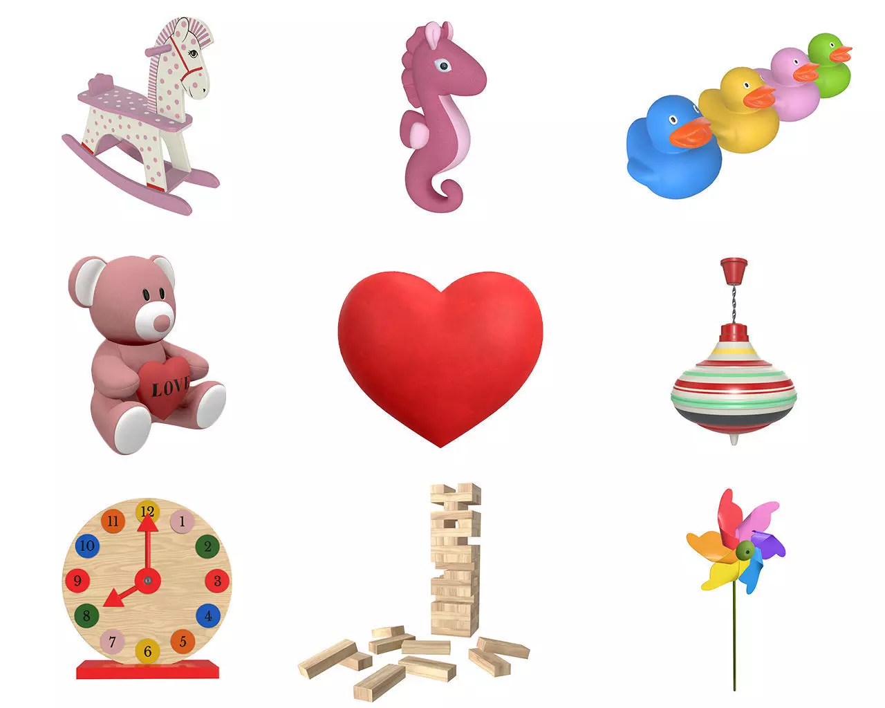 Children wood toys pbr part 2 3D Model Collection_0