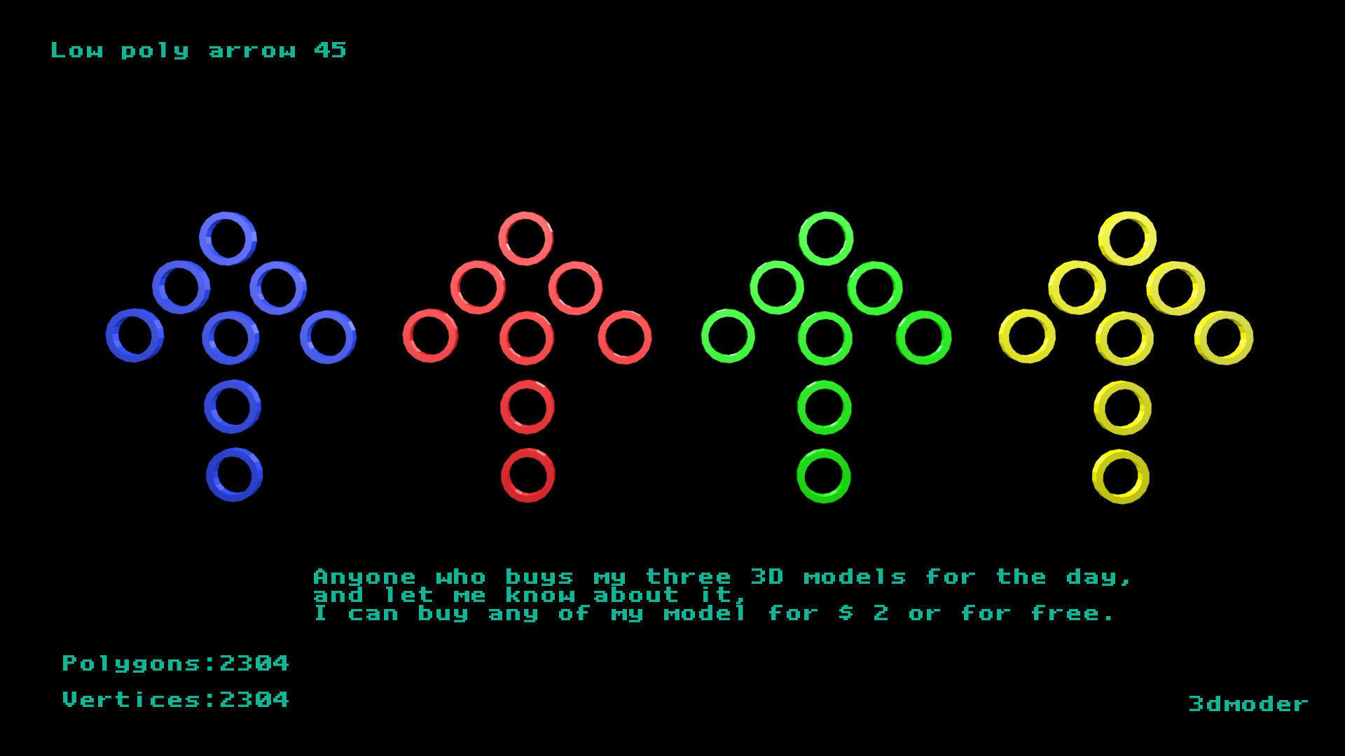 Low poly arrow 45 Low-poly 3D model_0