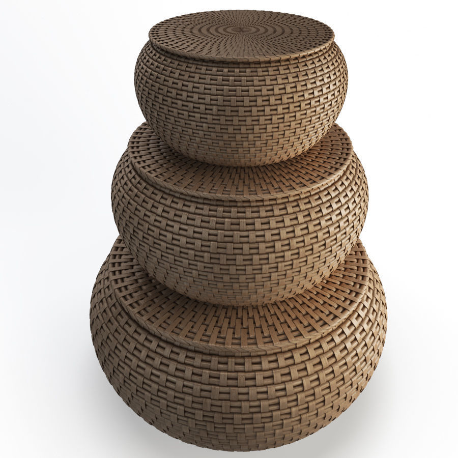 Rattan Braided Baskets 3D model_1