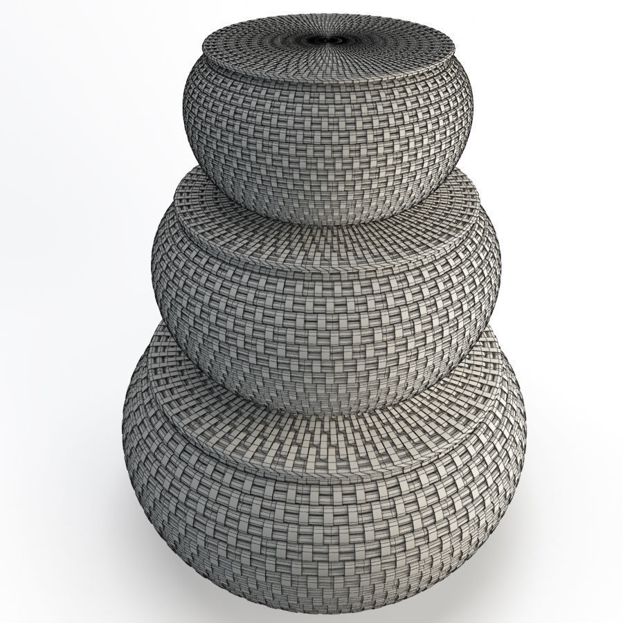 Rattan Braided Baskets 3D model_3