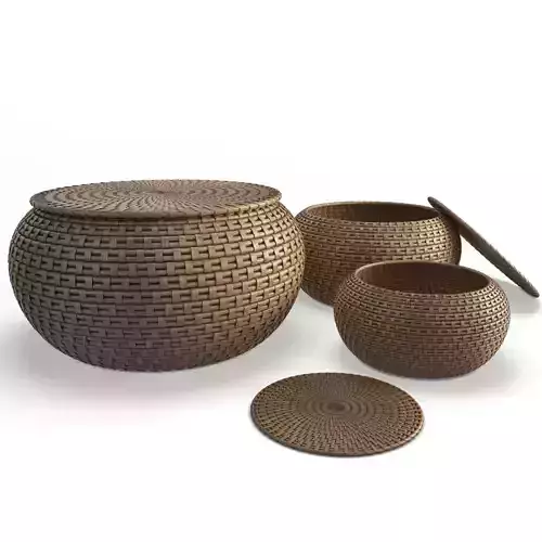 Rattan Braided Baskets 3D model