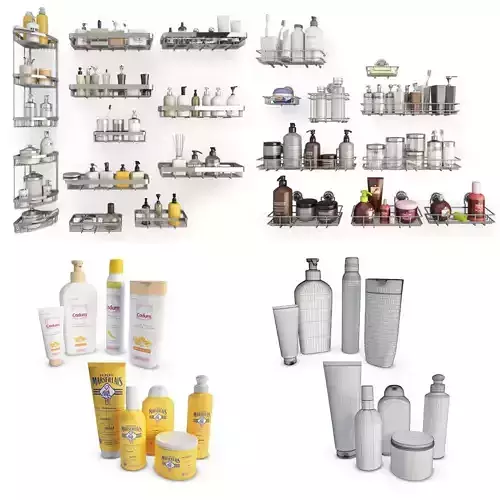 Bathroom Products and Metallic Shelves