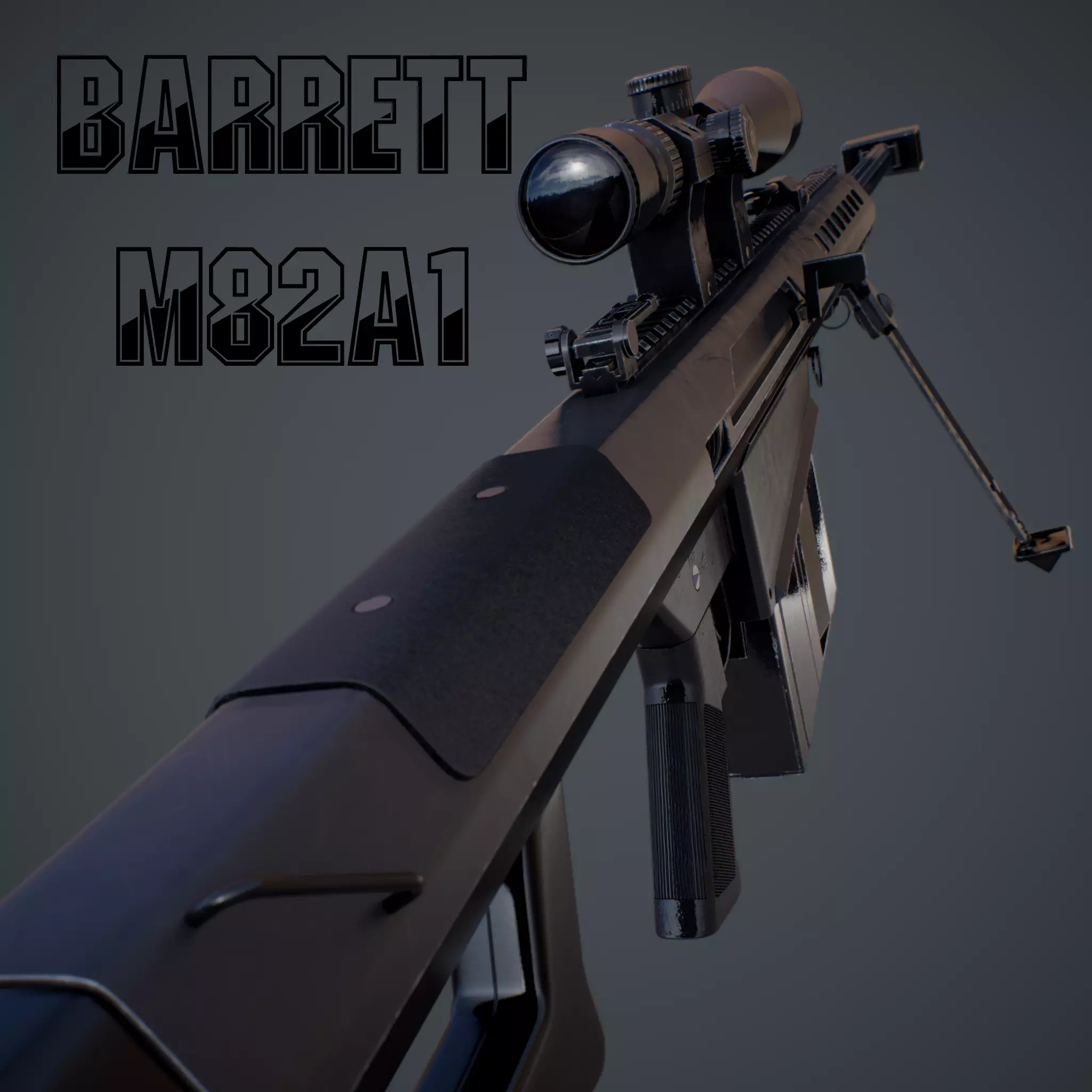 Barrett M82A1 Low-poly 3D model_0