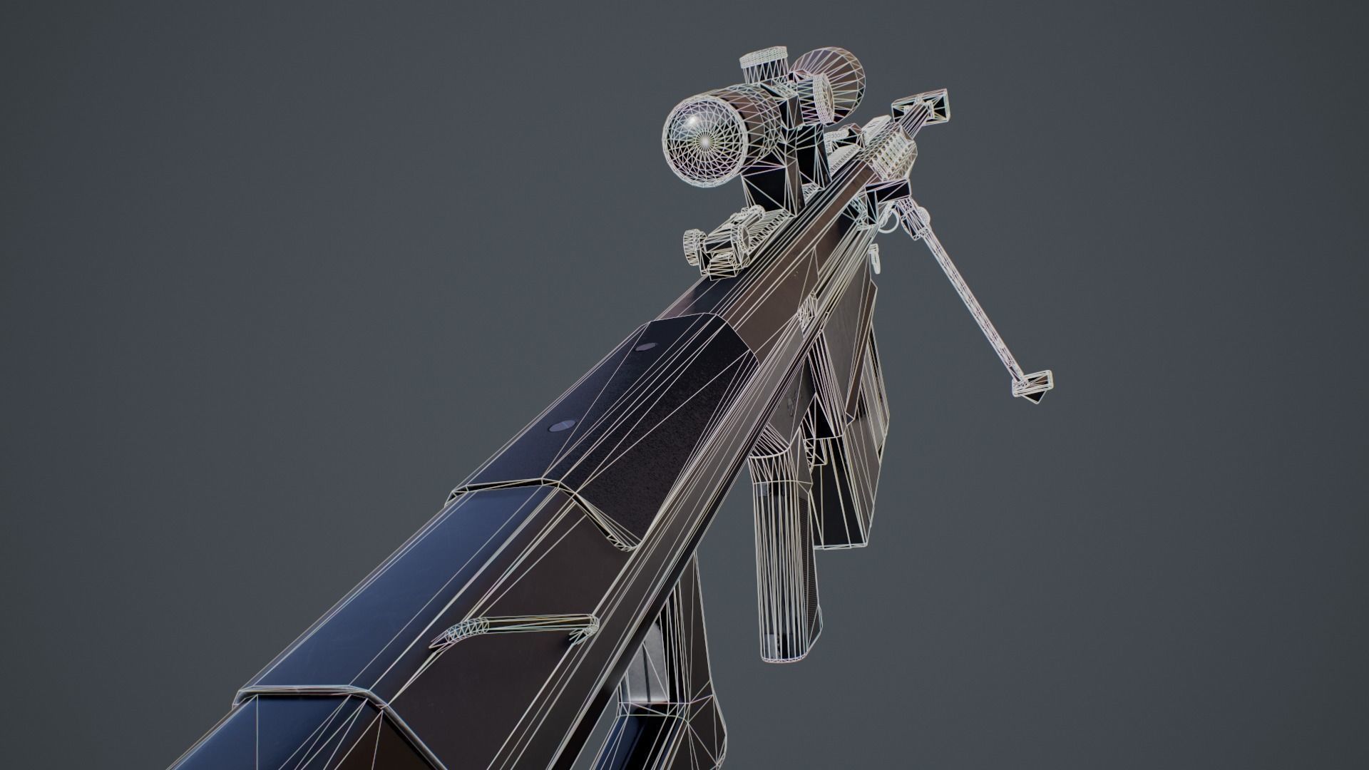 Barrett M82A1 Low-poly 3D model_13