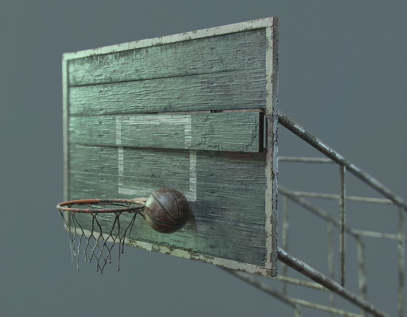 PBR Basketball Outdoor Backboard Low-poly 3D model_0