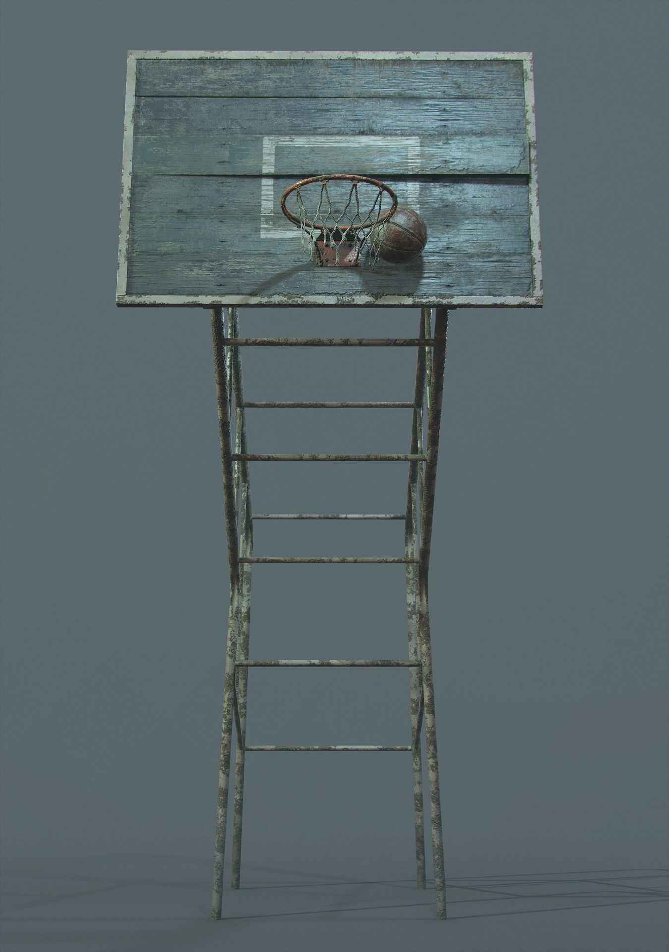 PBR Basketball Outdoor Backboard Low-poly 3D model_2