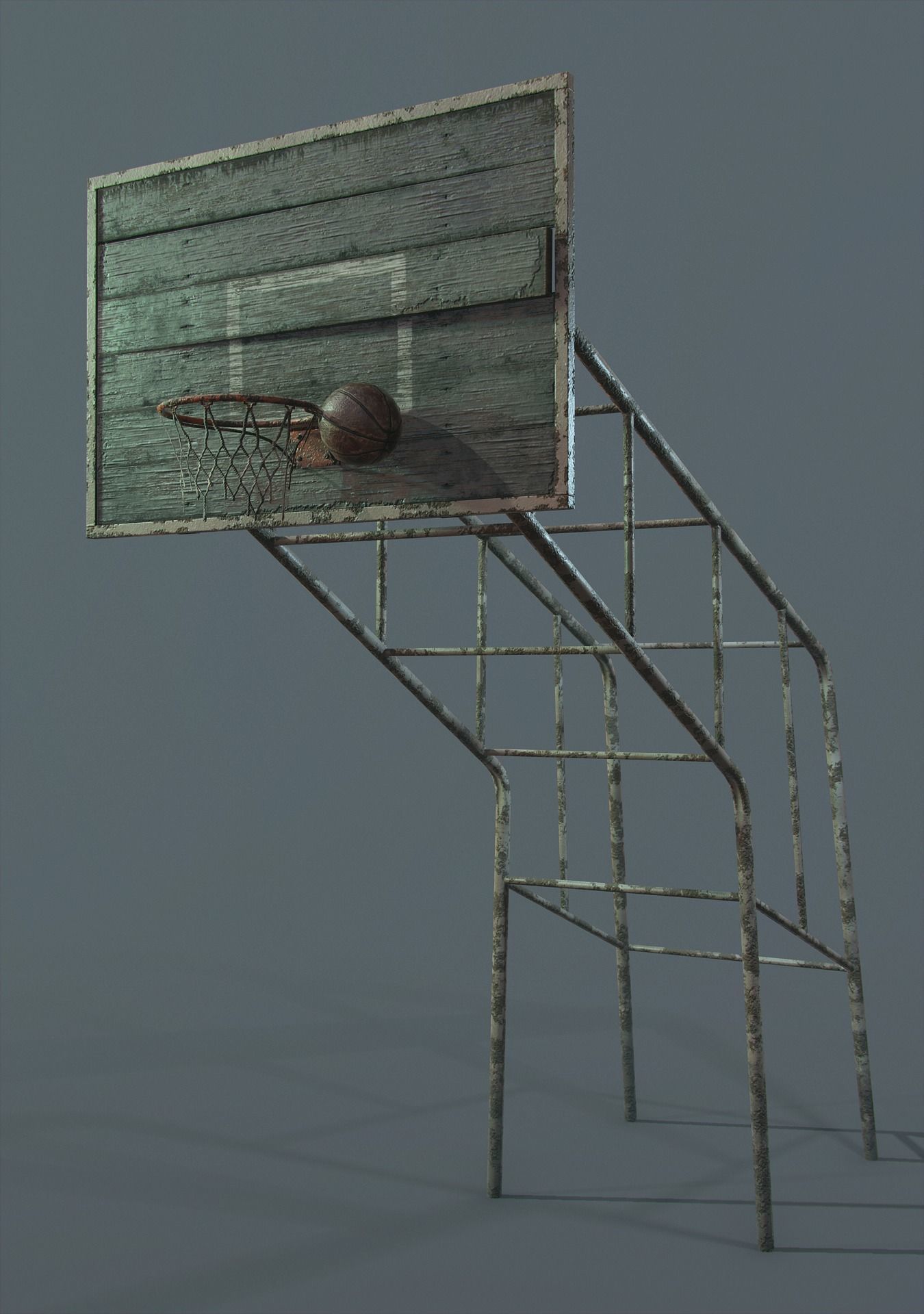 PBR Basketball Outdoor Backboard Low-poly 3D model_1