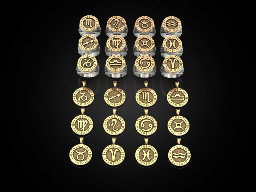 12 Zodiac Signs Ring and Pendant Collection _1