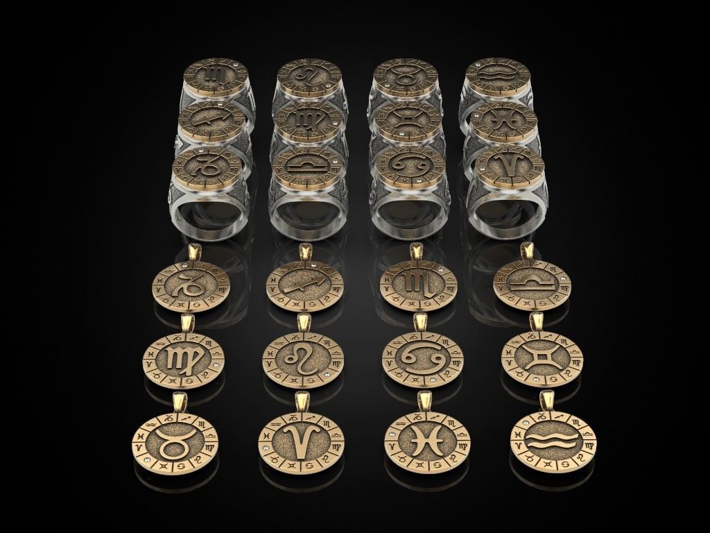 12 Zodiac Signs Ring and Pendant Collection _2