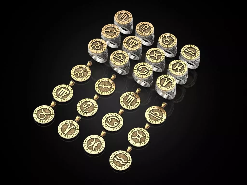 12 Zodiac Signs Ring and Pendant Collection _0
