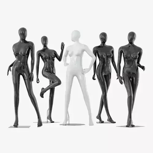 Collection of five faceless female mannequins 34