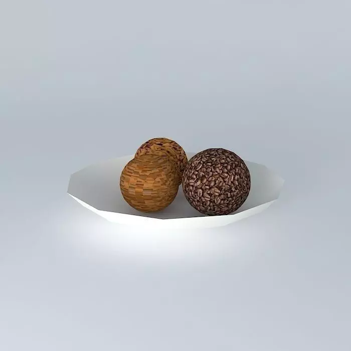 centerpiece three chocolate balls on plate Free 3D model
