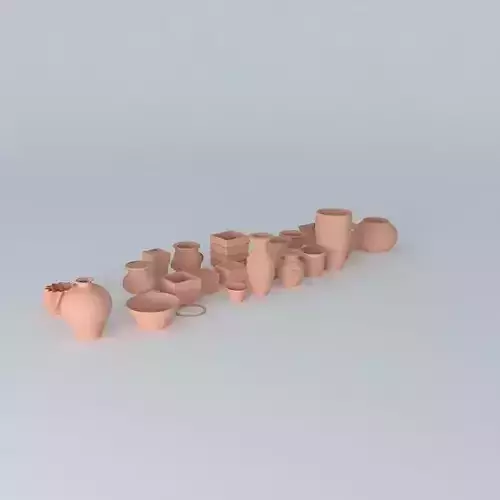 glasses group of clay pots