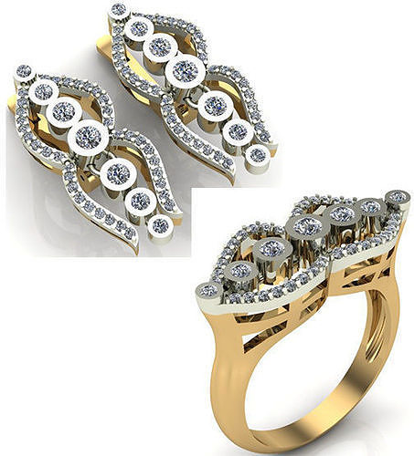WOMAN SET RING AND EARRINGS 3D Model Collection