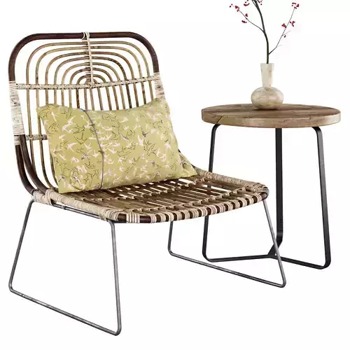 House Doctor lounge Kawa chair and Manutti outdoor side table 3D model
