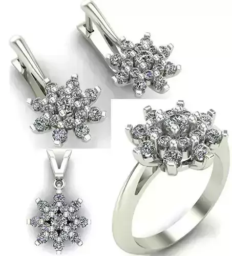 WOMAN SET RING EARRINGS AND PENDANT