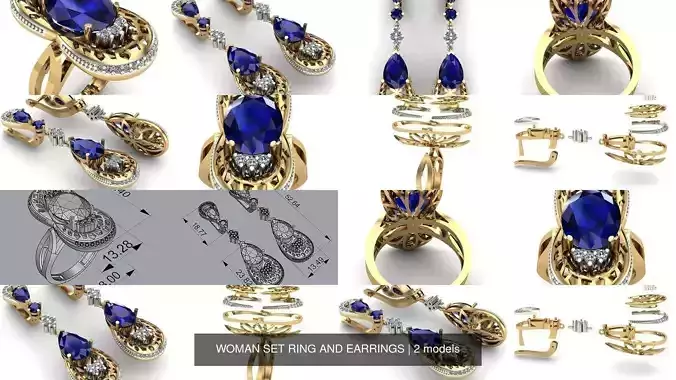 WOMAN SET RING AND EARRINGS