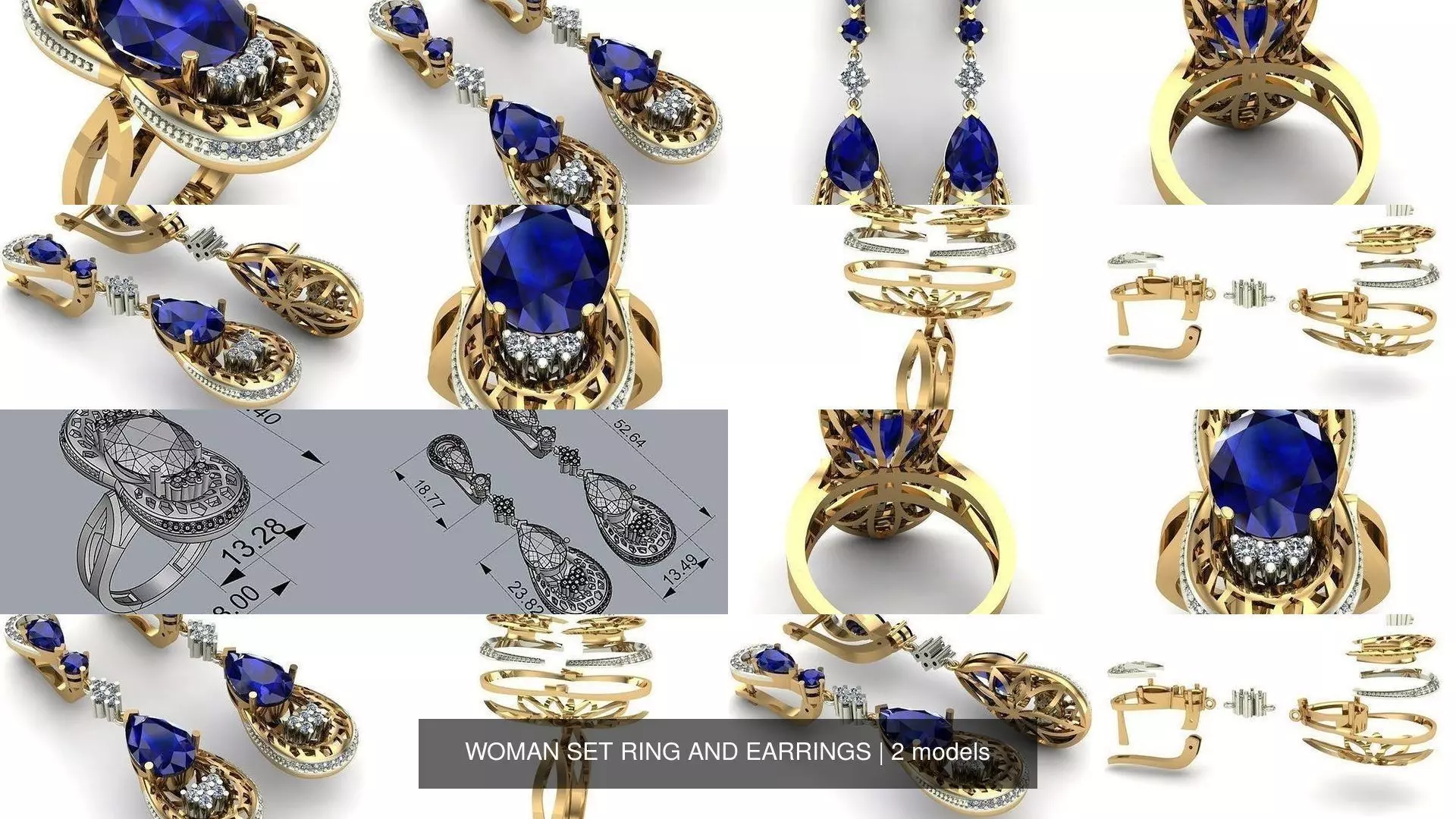 WOMAN SET RING AND EARRINGS 3D Model Collection_1